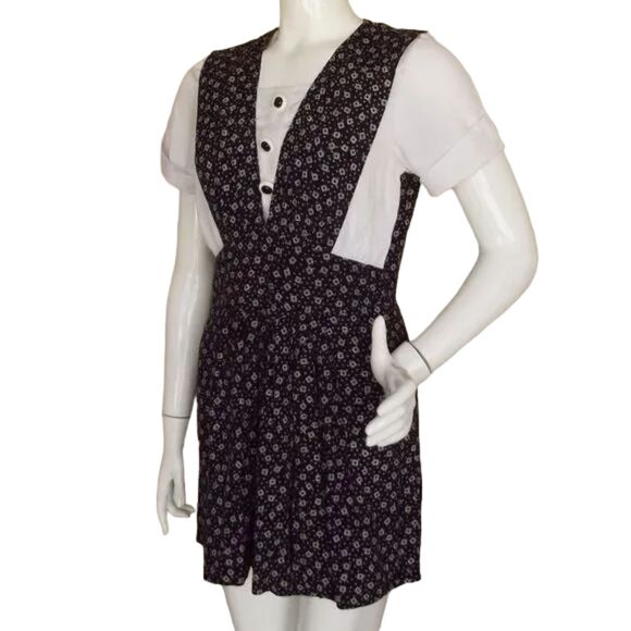 Vintage Romper, 6, Layered Look, Black/White, Buttons, Back zip, Short sleeves - Picture 4 of 13